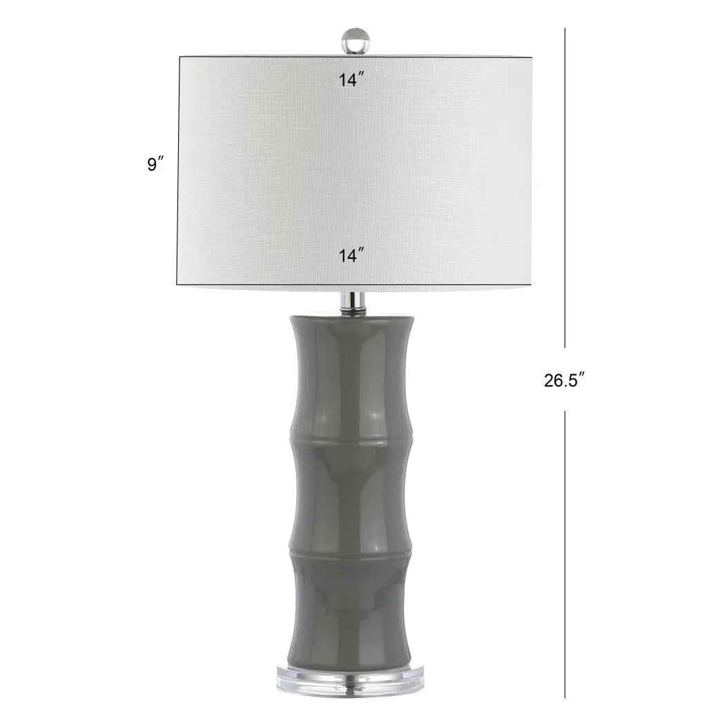 27" Gray And Clear Gourd Bedside Lamp With Drum Shade Homeroots Lighting
