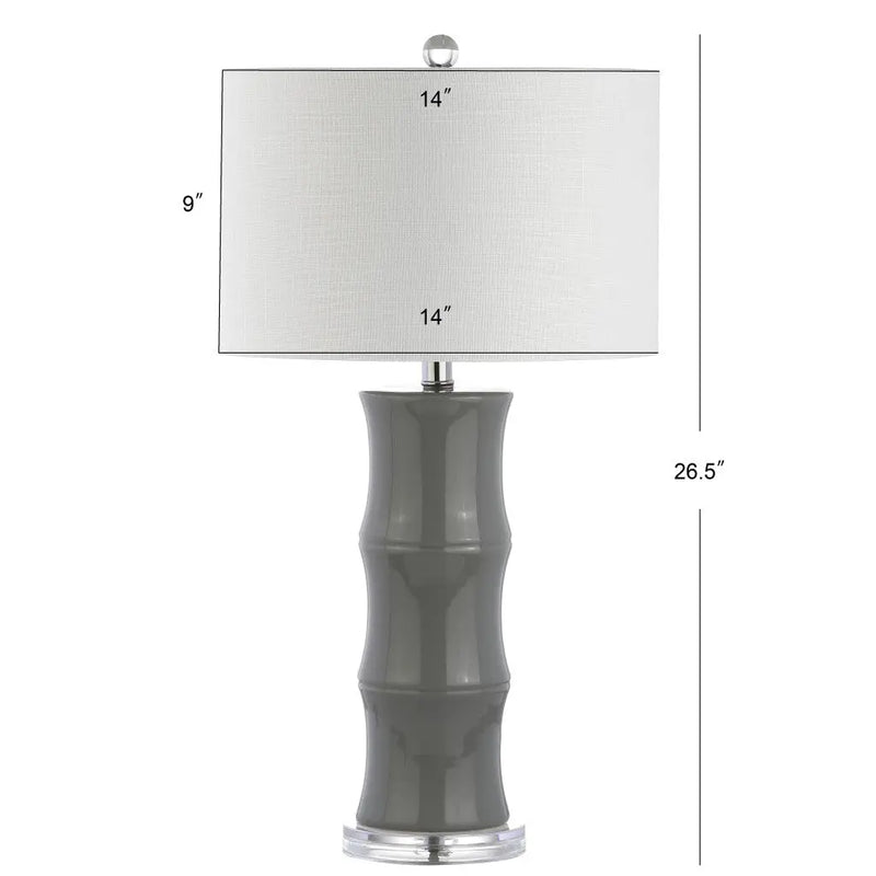 27" Gray And Clear Gourd Bedside Lamp With Drum Shade Homeroots Lighting