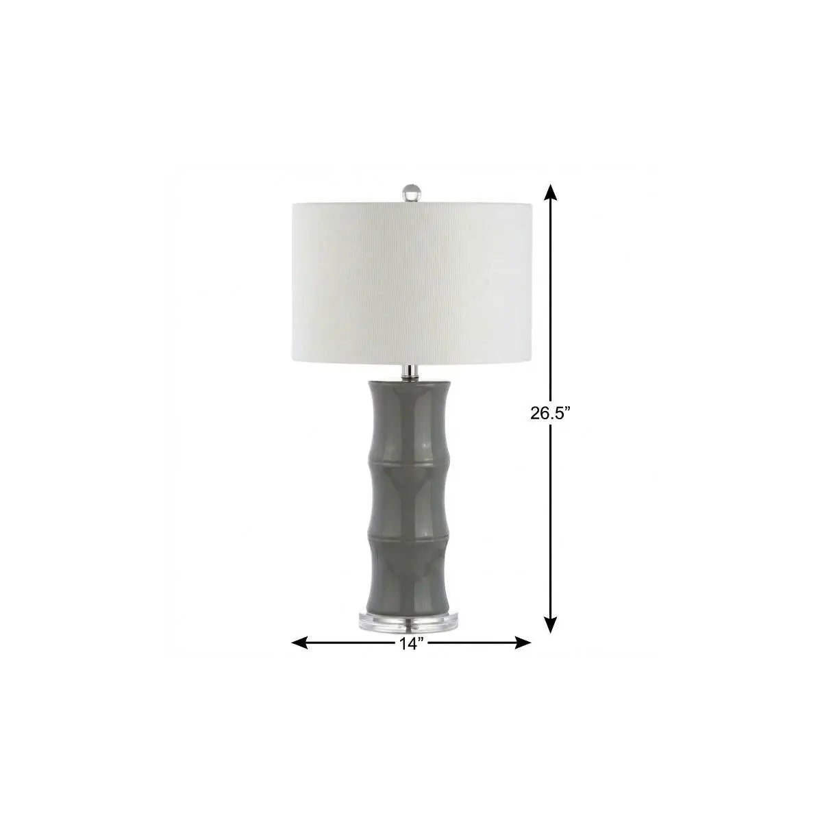 27" Gray And Clear Gourd Bedside Lamp With Drum Shade Homeroots Lighting
