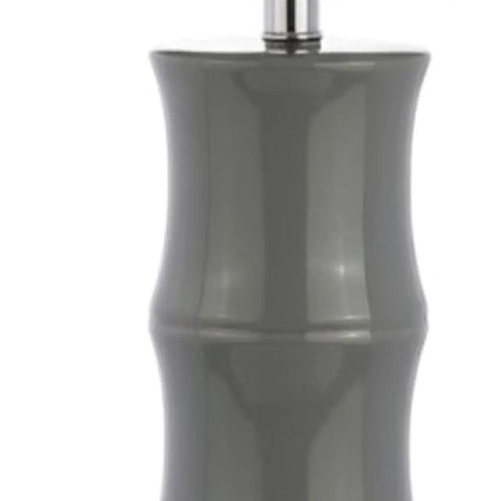27" Gray And Clear Gourd Bedside Lamp With Drum Shade Homeroots Lighting
