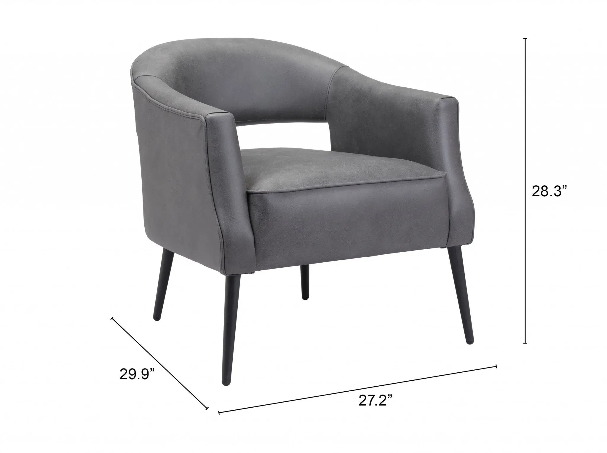 27" Gray And Gold Faux Leather And Upholstered Arm Chair Homeroots Living Room