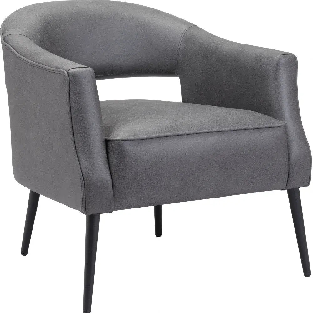 27" Gray And Gold Faux Leather And Upholstered Arm Chair Homeroots Living Room