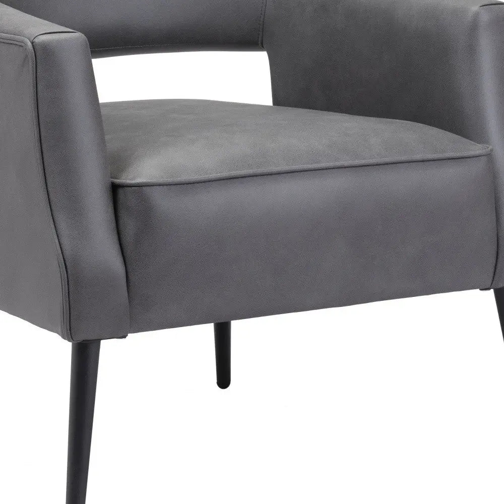 27" Gray And Gold Faux Leather And Upholstered Arm Chair Homeroots Living Room