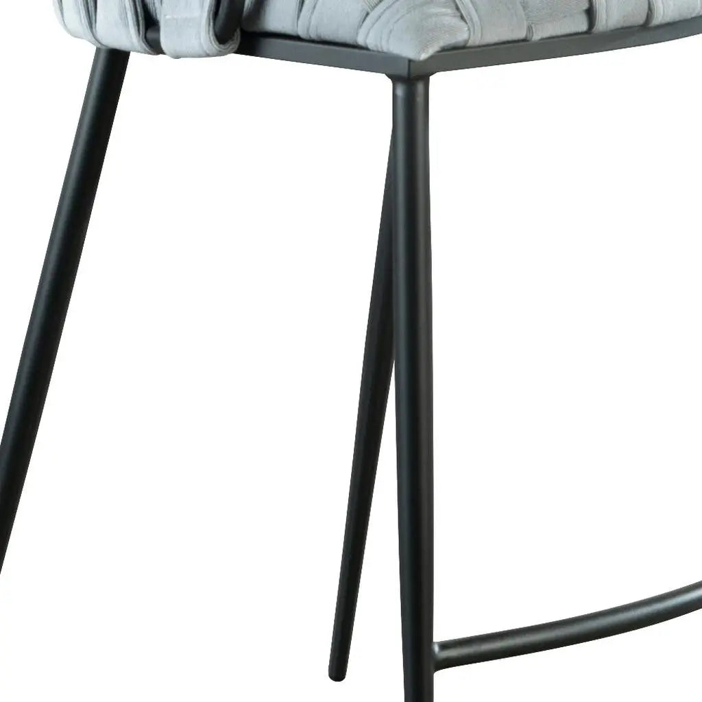 27" Gray and Black Velvet and Steel Low Back Counter Height Bar Chair Homeroots Living Room
