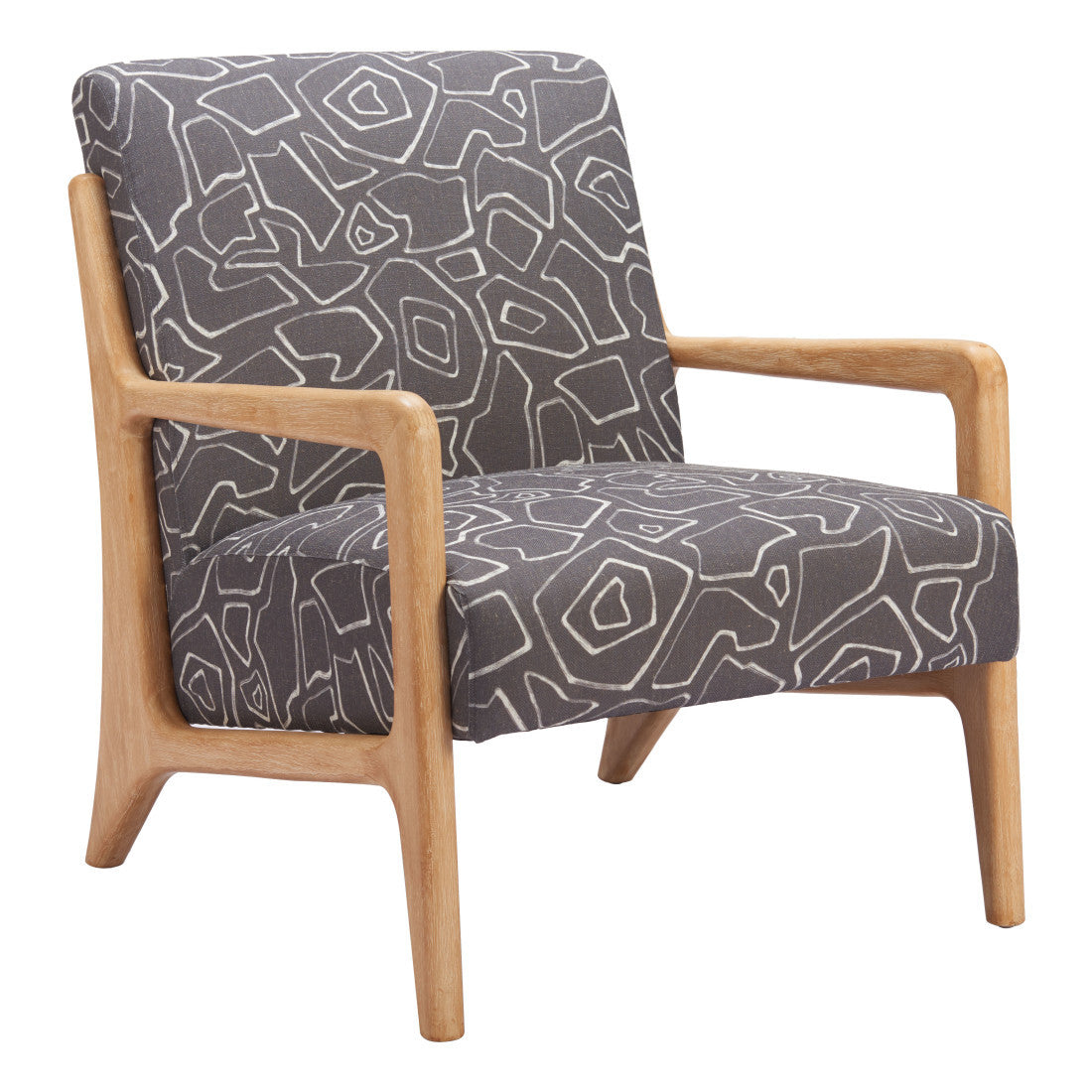 27" Gray and Natural Upholstered Arm Chair Homeroots Living Room