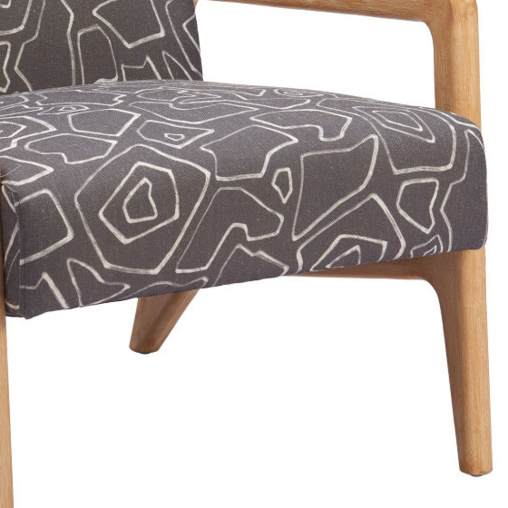 27" Gray and Natural Upholstered Arm Chair Homeroots Living Room