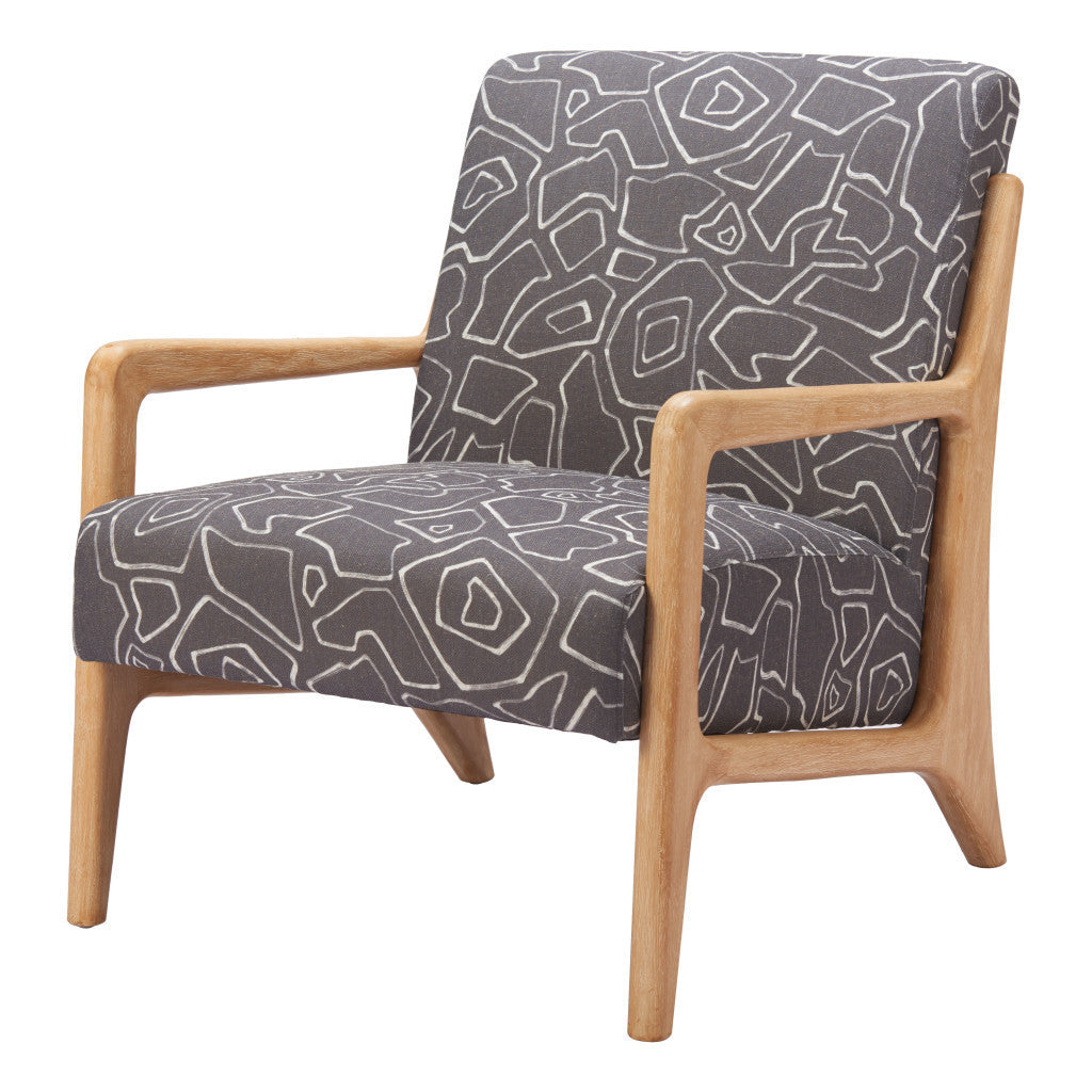 27" Gray and Natural Upholstered Arm Chair Homeroots Living Room