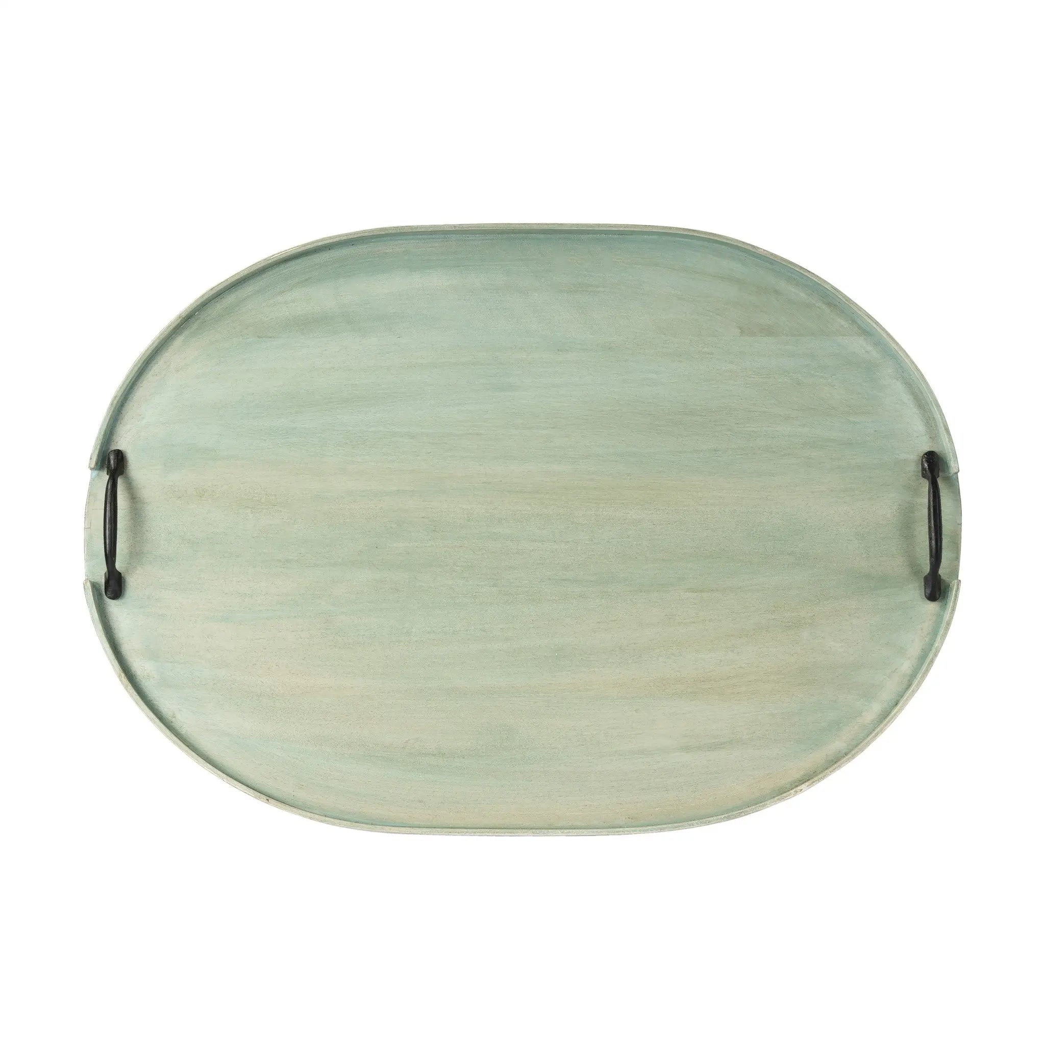 27" Green Mango Oval Serving Tray With Handles Homeroots Kitchen & Dining