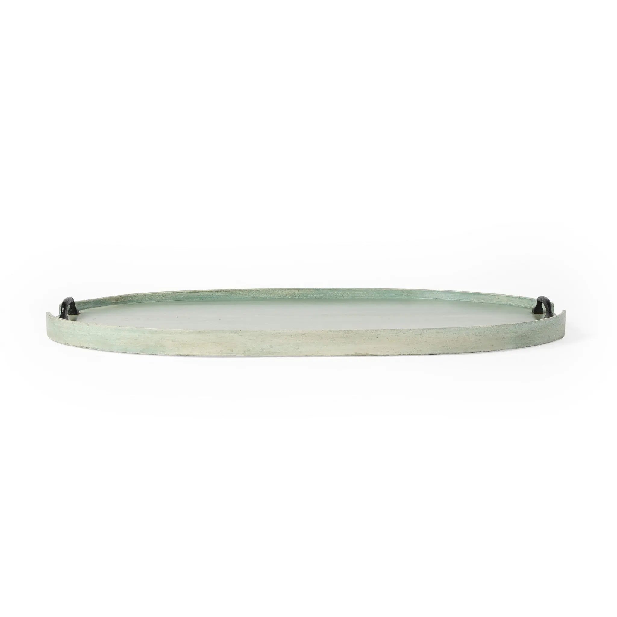 27" Green Mango Oval Serving Tray With Handles Homeroots Kitchen & Dining