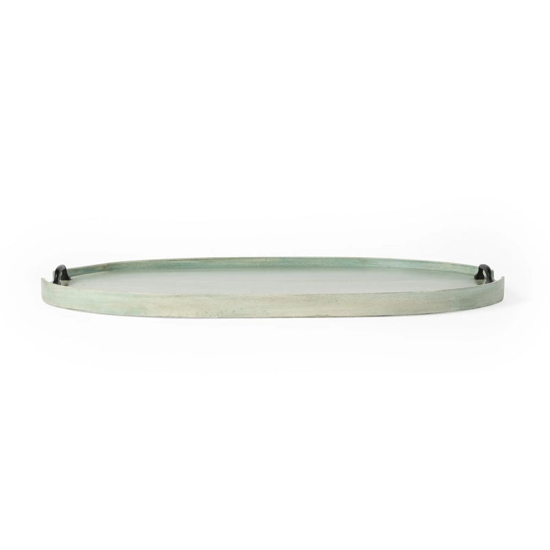 27" Green Mango Oval Serving Tray With Handles Homeroots Kitchen & Dining