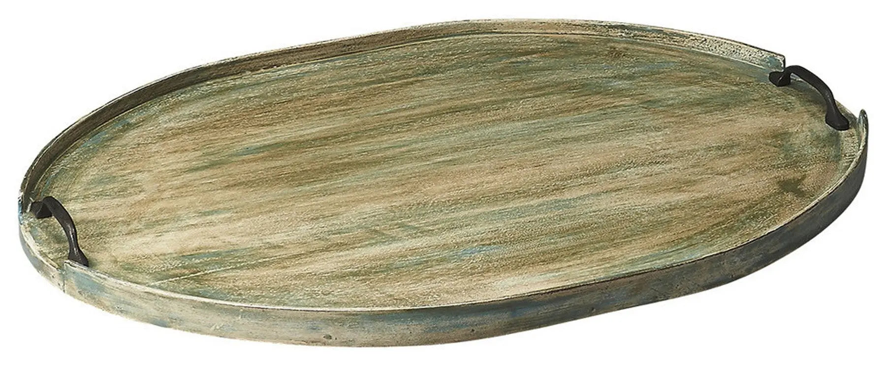 27" Green Mango Oval Serving Tray With Handles Homeroots Kitchen & Dining