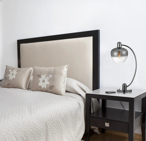 27" Gunmetal Metal Table Lamp With Silver Metallic Globe Shade Homeroots Lighting