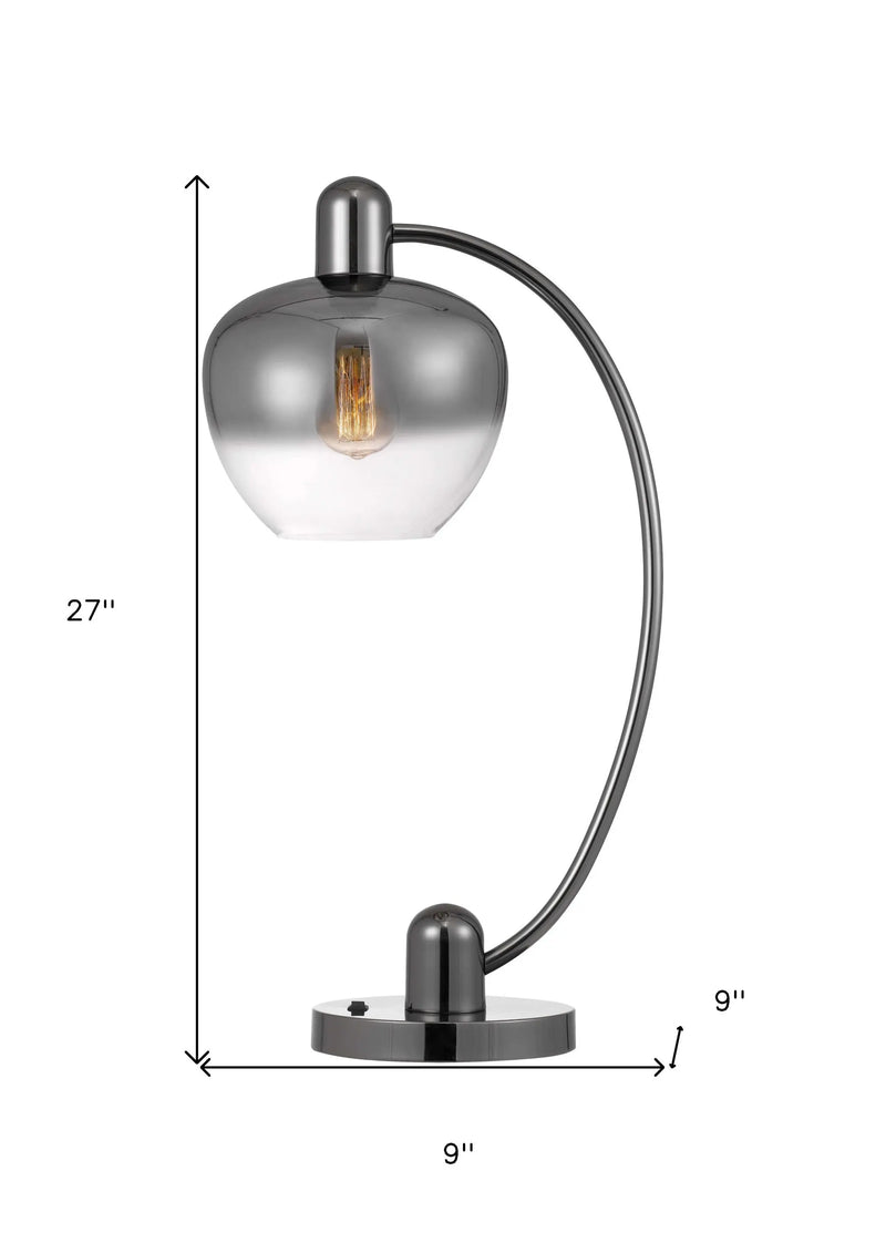 27" Gunmetal Metal Table Lamp With Silver Metallic Globe Shade Homeroots Lighting