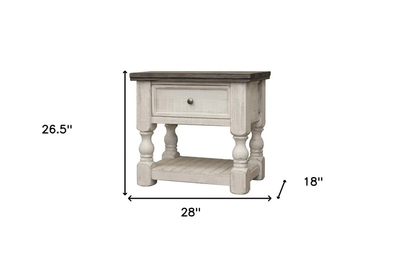 27" Ivory Solid Wood One Drawer Nightstand Homeroots Bed & Bath