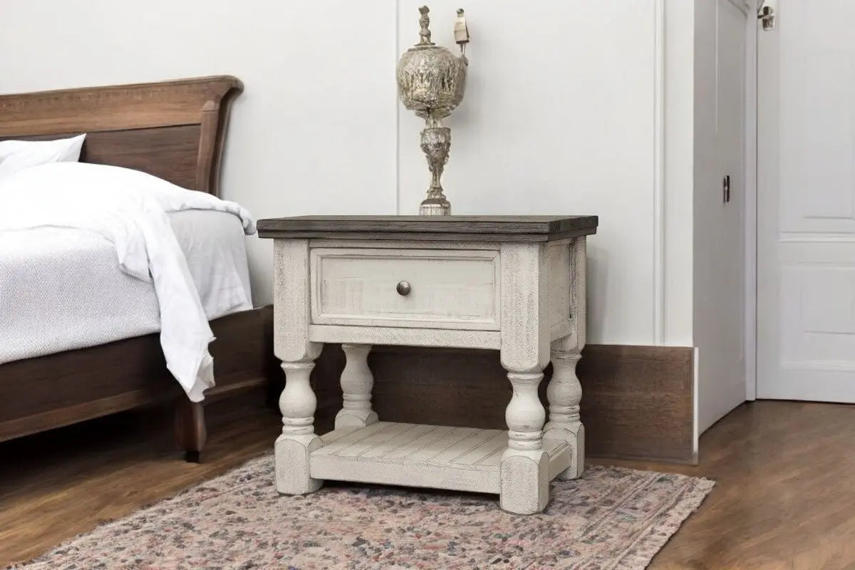 27" Ivory Solid Wood One Drawer Nightstand Homeroots Bed & Bath
