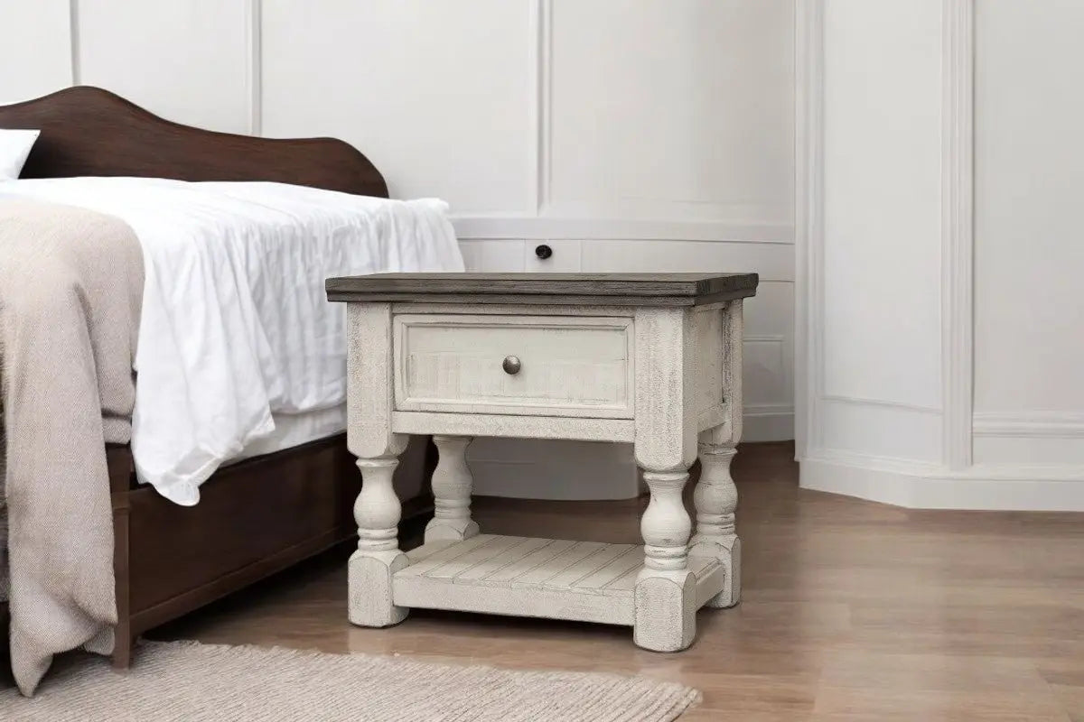 27" Ivory Solid Wood One Drawer Nightstand Homeroots Bed & Bath