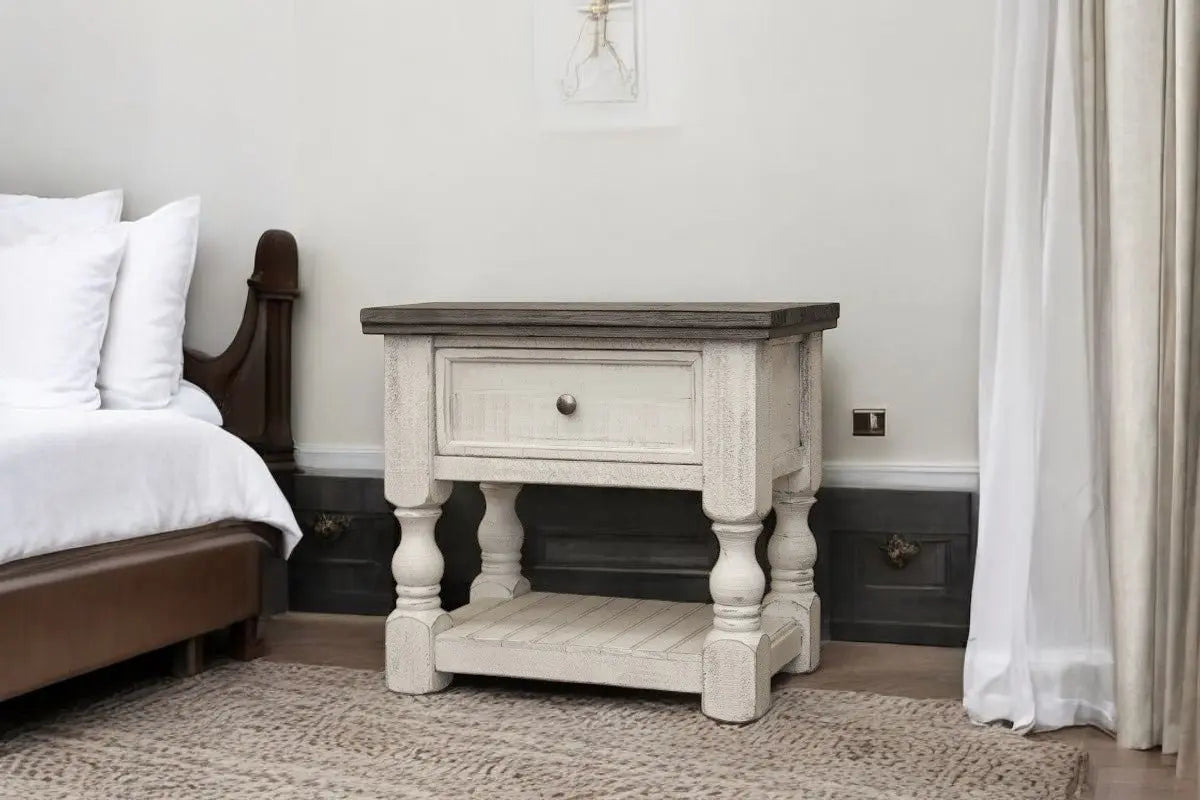 27" Ivory Solid Wood One Drawer Nightstand Homeroots Bed & Bath