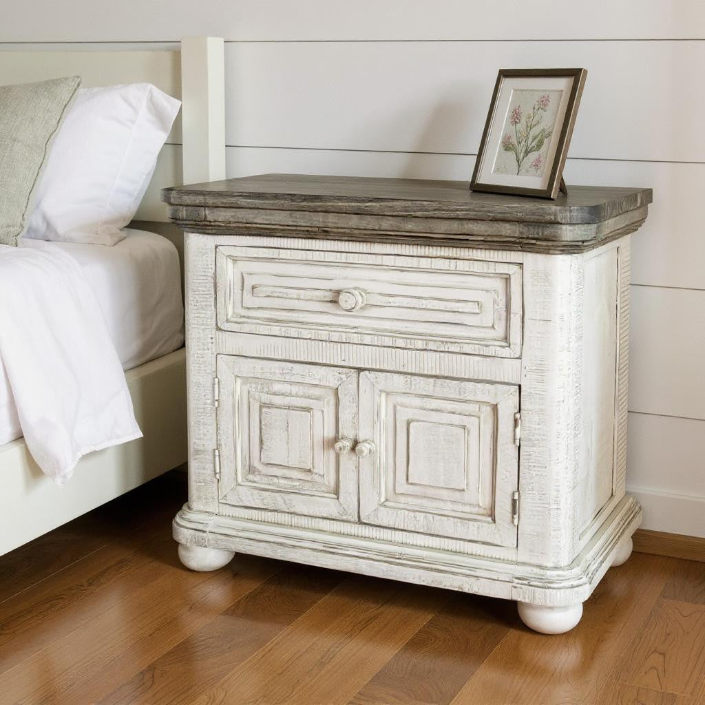 27" Ivory Solid Wood One Drawer Nightstand Homeroots Bed & Bath