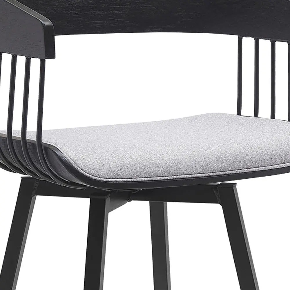 27" Light Gray and Black Fabric with Metal Swivel Counter Height Bar Chair Homeroots Living Room