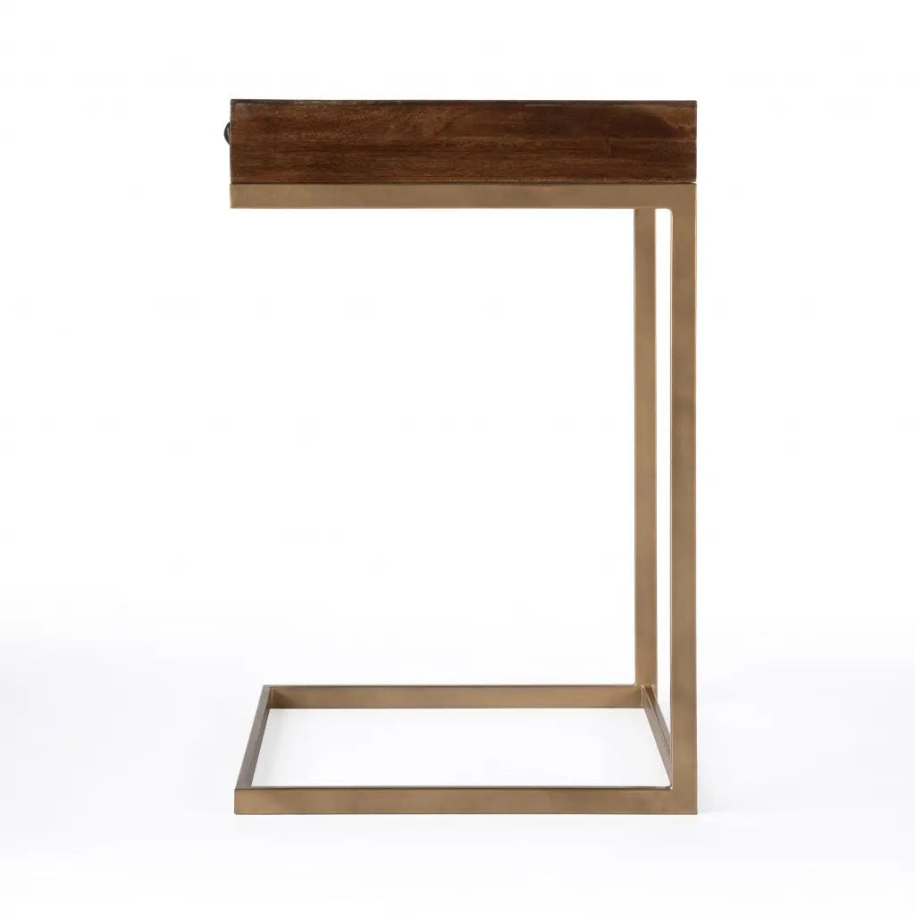 27" Natural Brown Solid And Manufactured Wood Square End Table With Drawer Homeroots Living Room