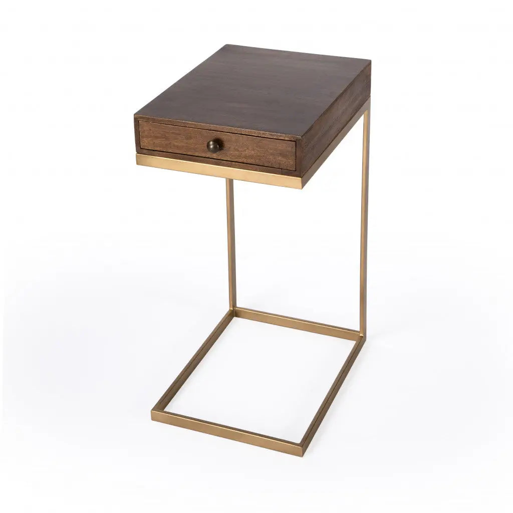 27" Natural Brown Solid And Manufactured Wood Square End Table With Drawer Homeroots Living Room