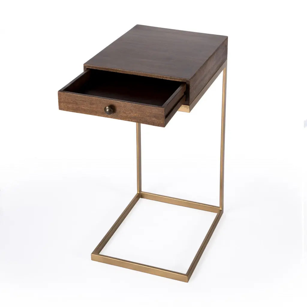 27" Natural Brown Solid And Manufactured Wood Square End Table With Drawer Homeroots Living Room