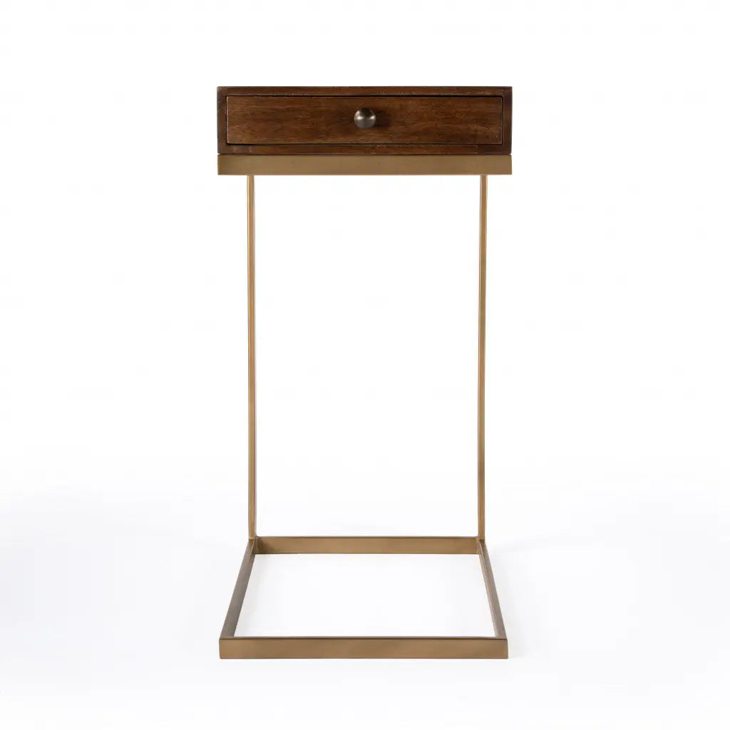 27" Natural Brown Solid And Manufactured Wood Square End Table With Drawer Homeroots Living Room