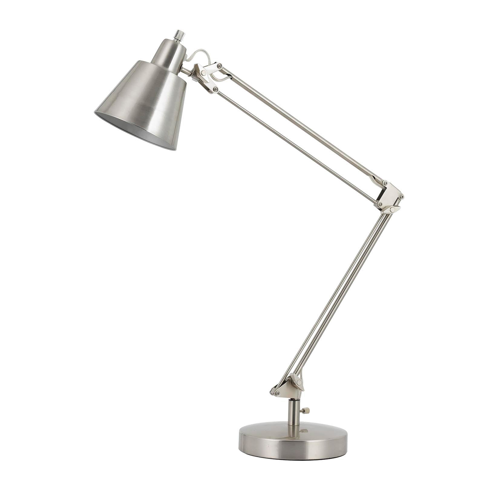 27" Nickel Metal Desk Table Lamp With Nickel Cone Shade - GreatEagleInc