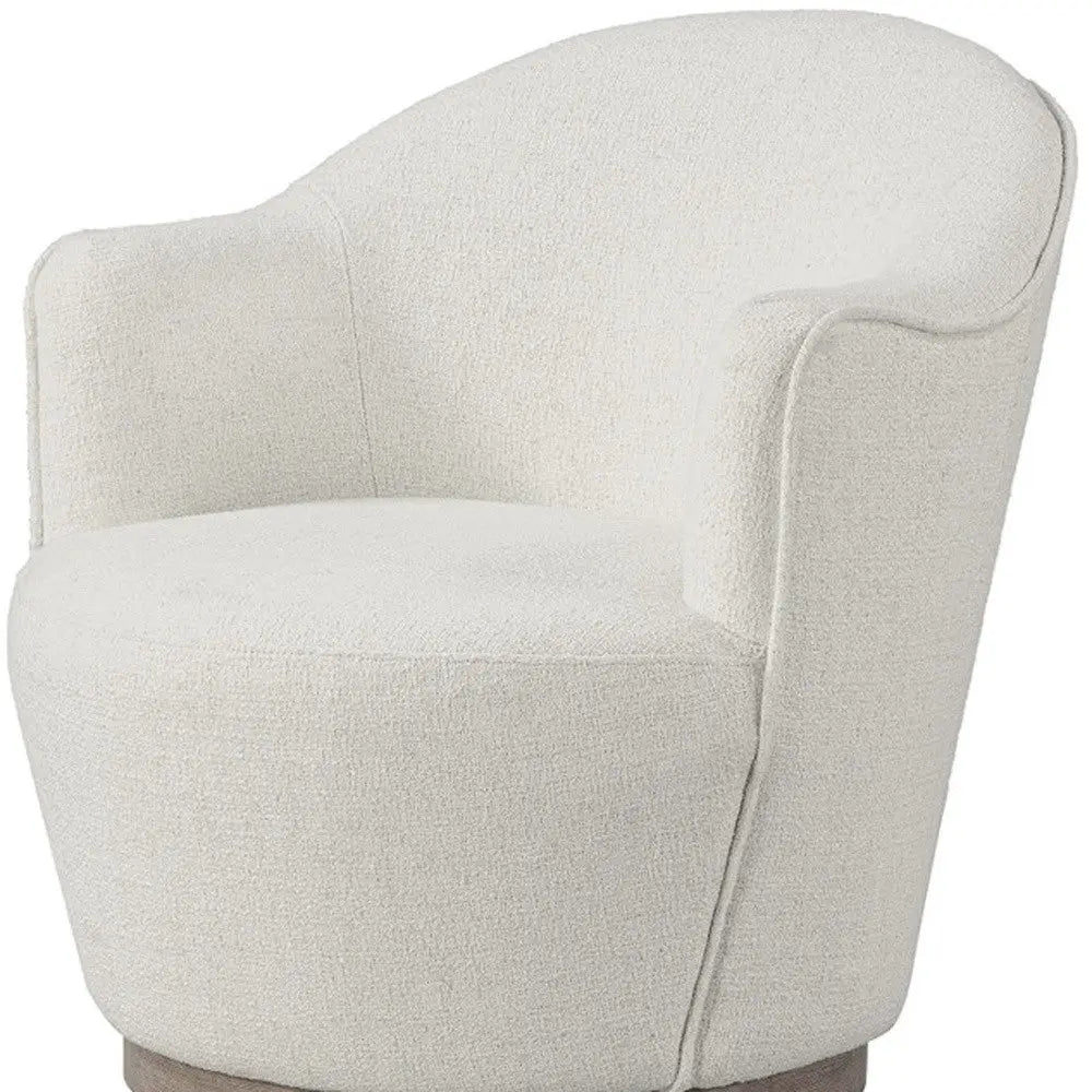 27" Off White Fabric Swivel Barrel Chair Homeroots Living Room