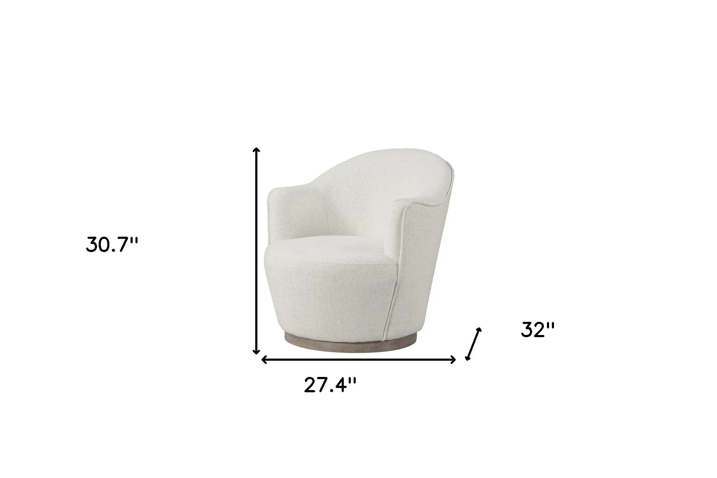 27" Off White Fabric Swivel Barrel Chair Homeroots Living Room