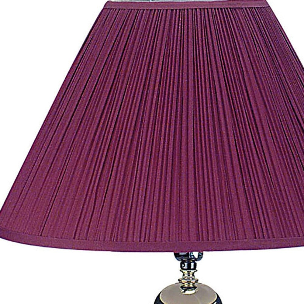27" Silver Ceramic Bedside Table Lamp With Magenta Empire Shade Homeroots Lighting
