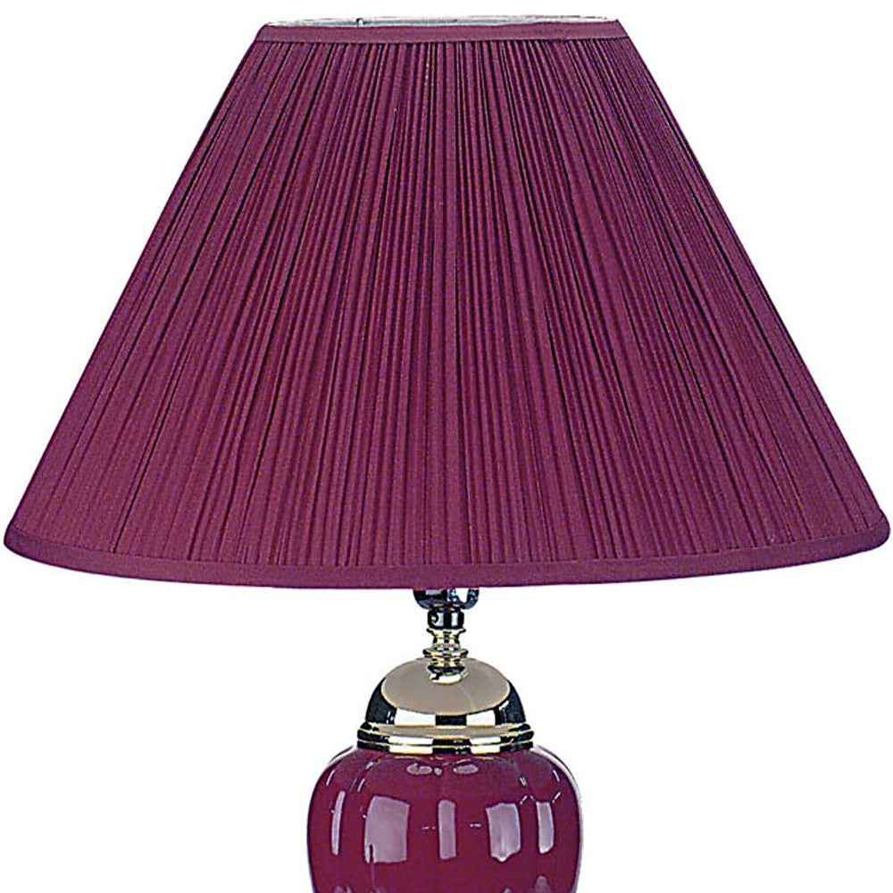 27" Silver Ceramic Bedside Table Lamp With Magenta Empire Shade Homeroots Lighting