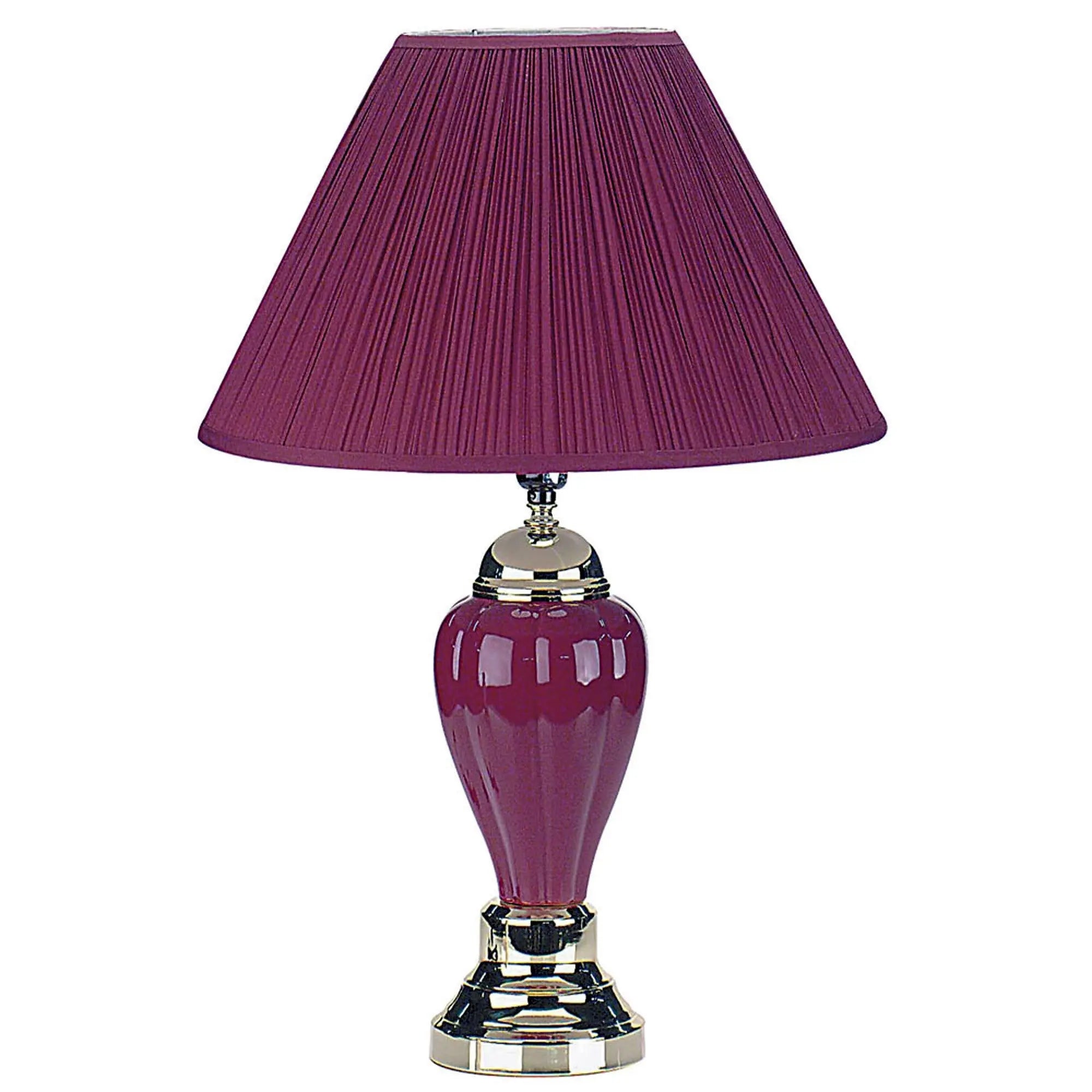 27" Silver Ceramic Bedside Table Lamp With Magenta Empire Shade Homeroots Lighting