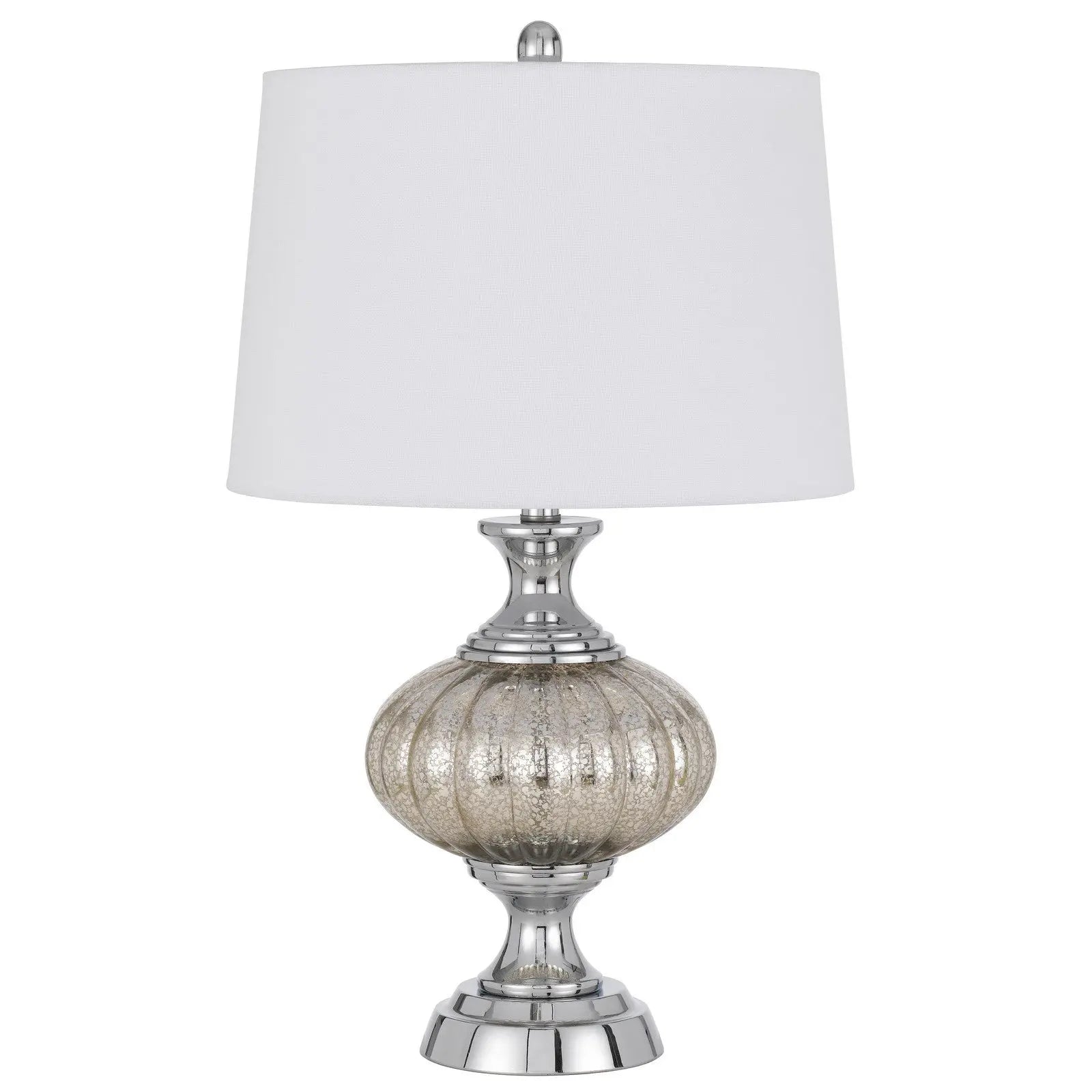 27" Silver Metallic Metal Table Lamp With White Empire Shade Homeroots Lighting