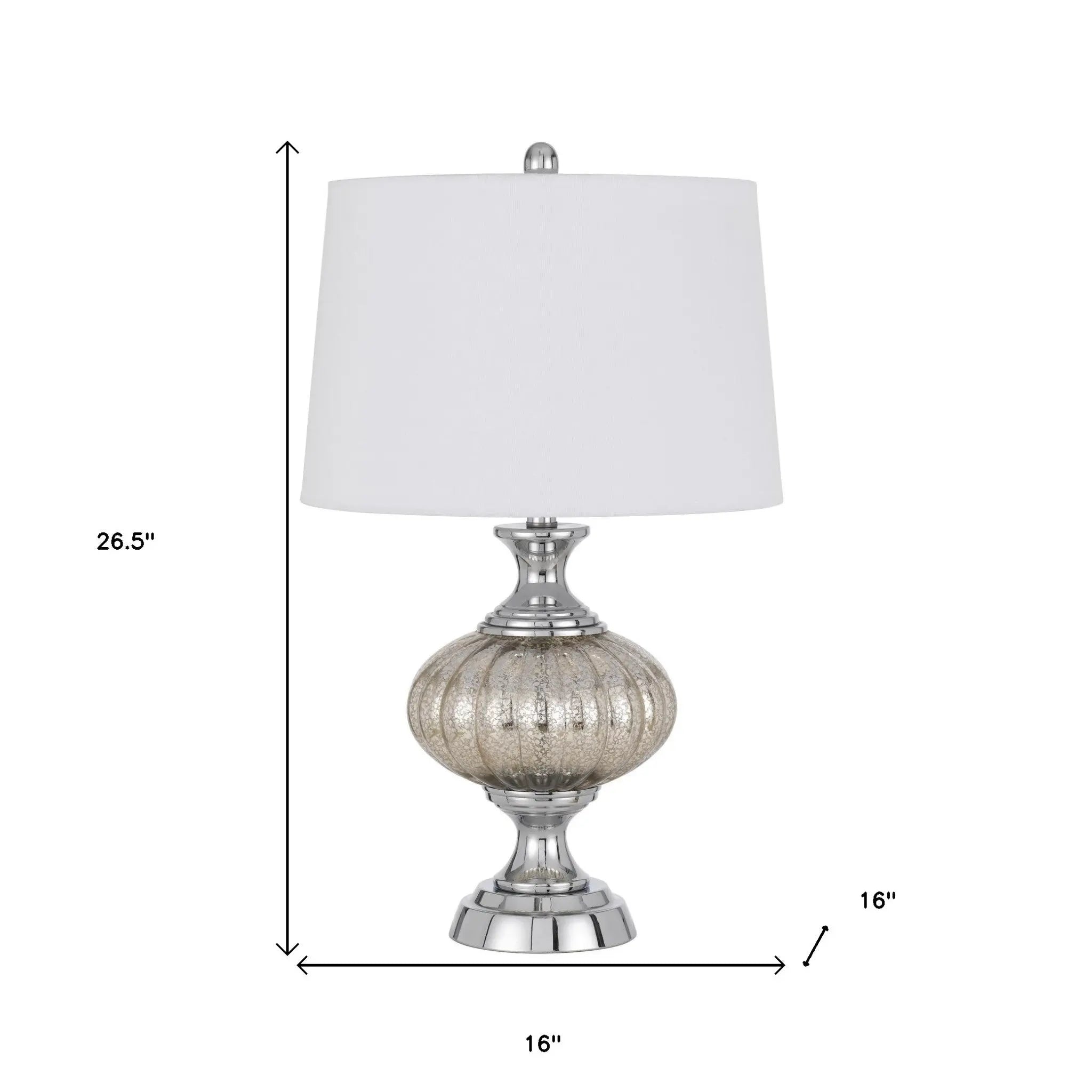 27" Silver Metallic Metal Table Lamp With White Empire Shade Homeroots Lighting