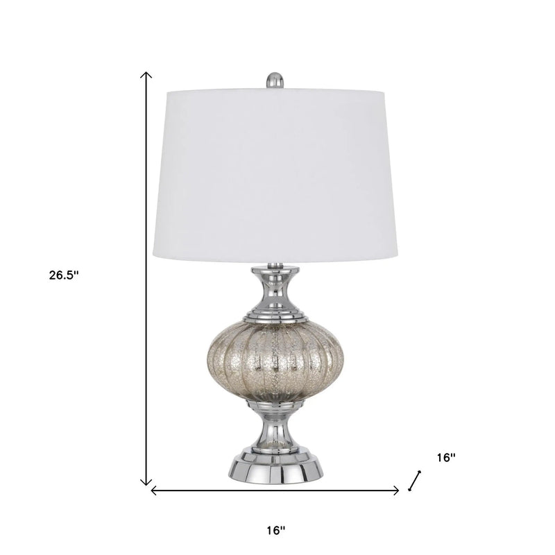 27" Silver Metallic Metal Table Lamp With White Empire Shade Homeroots Lighting