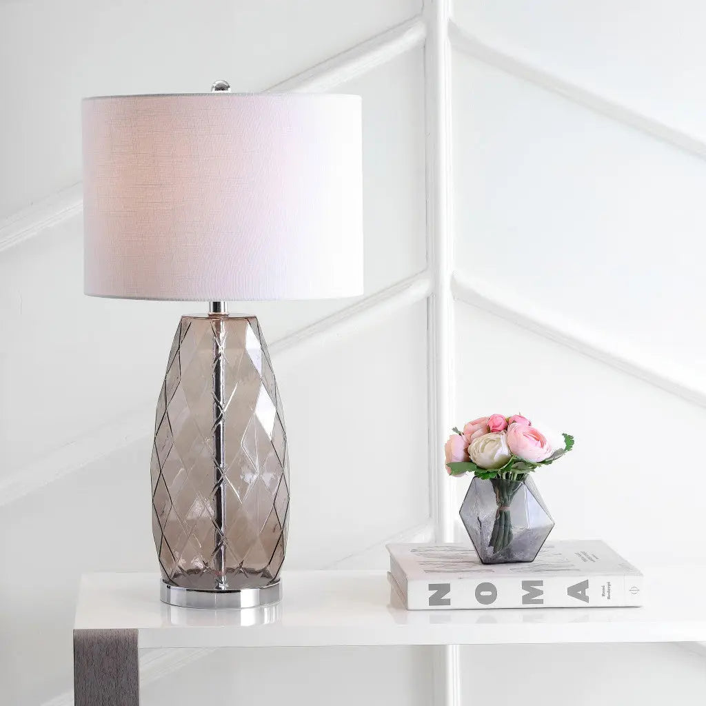 27" Silver Novelty Table Lamp With Drum Shade Homeroots Lighting
