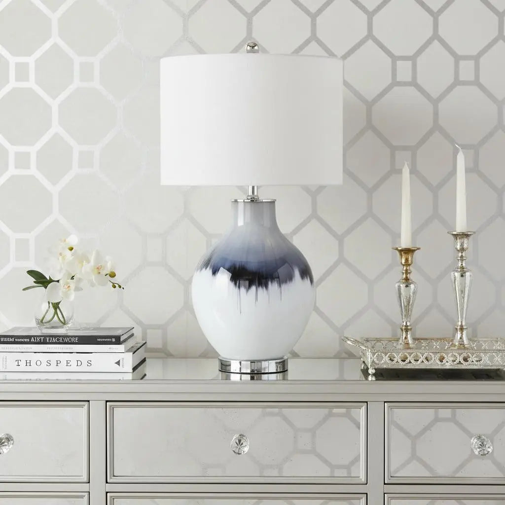 27" Silver Novelty Table Lamp With Globe Shade Homeroots Lighting