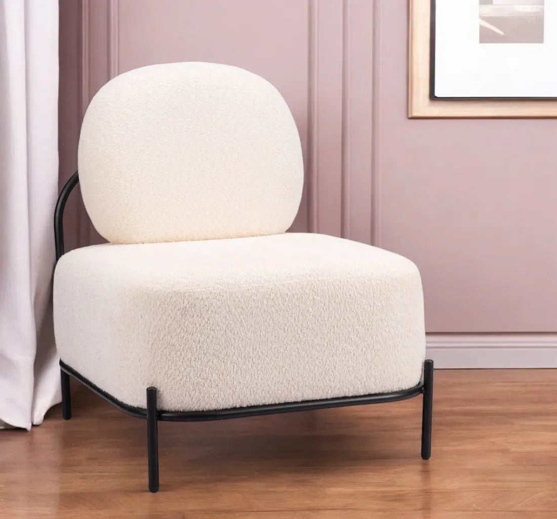27" White And Black Sherpa And Upholstered Side Chair Homeroots Living Room