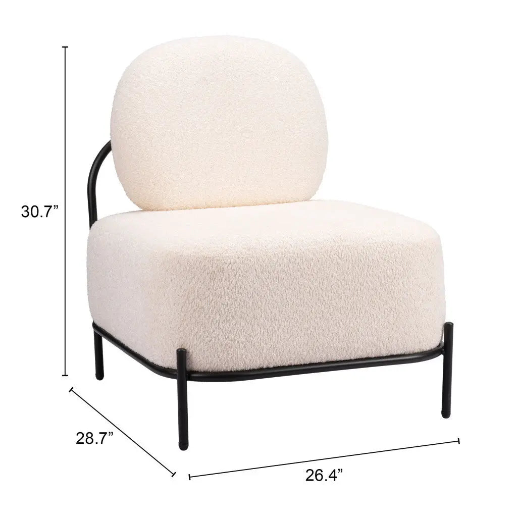 27" White And Black Sherpa And Upholstered Side Chair Homeroots Living Room