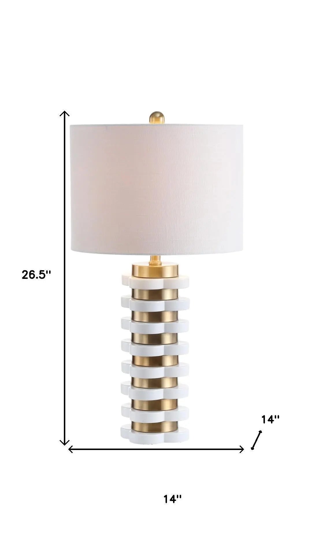 27" White Novelty Table Lamp With Drum Shade Homeroots Lighting