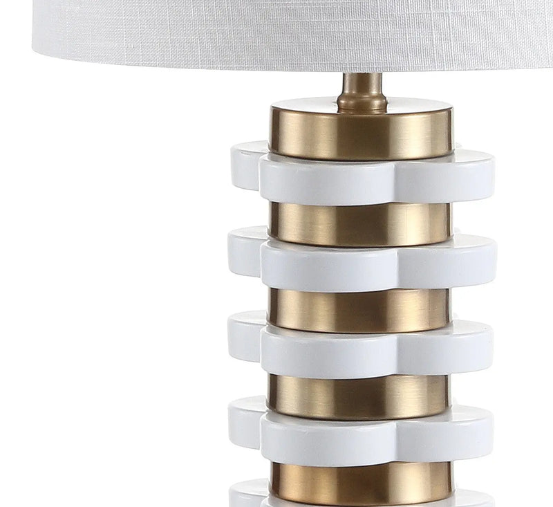 27" White Novelty Table Lamp With Drum Shade Homeroots Lighting