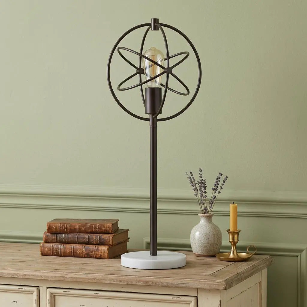 27" White Novelty Table Lamp With Globe Shade Homeroots Lighting