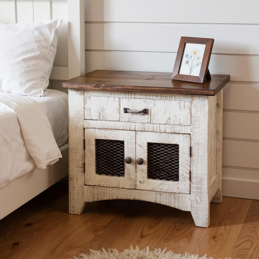 27" White One Drawer Nightstand Homeroots Bed & Bath