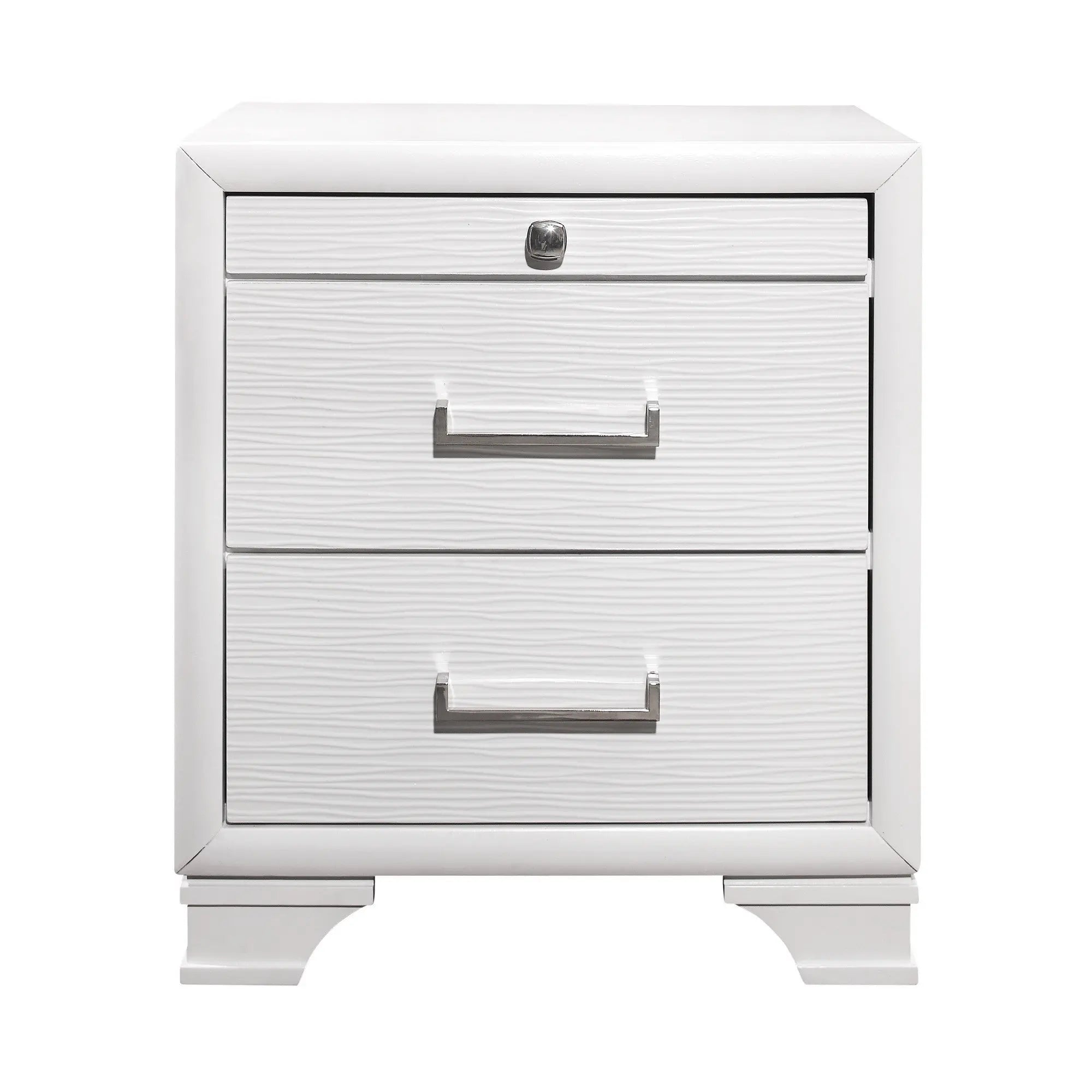 27" White Wood Two Drawer Nightstand Homeroots Bed & Bath