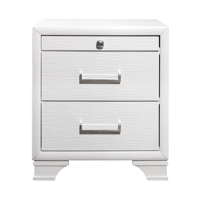 27" White Wood Two Drawer Nightstand Homeroots Bed & Bath