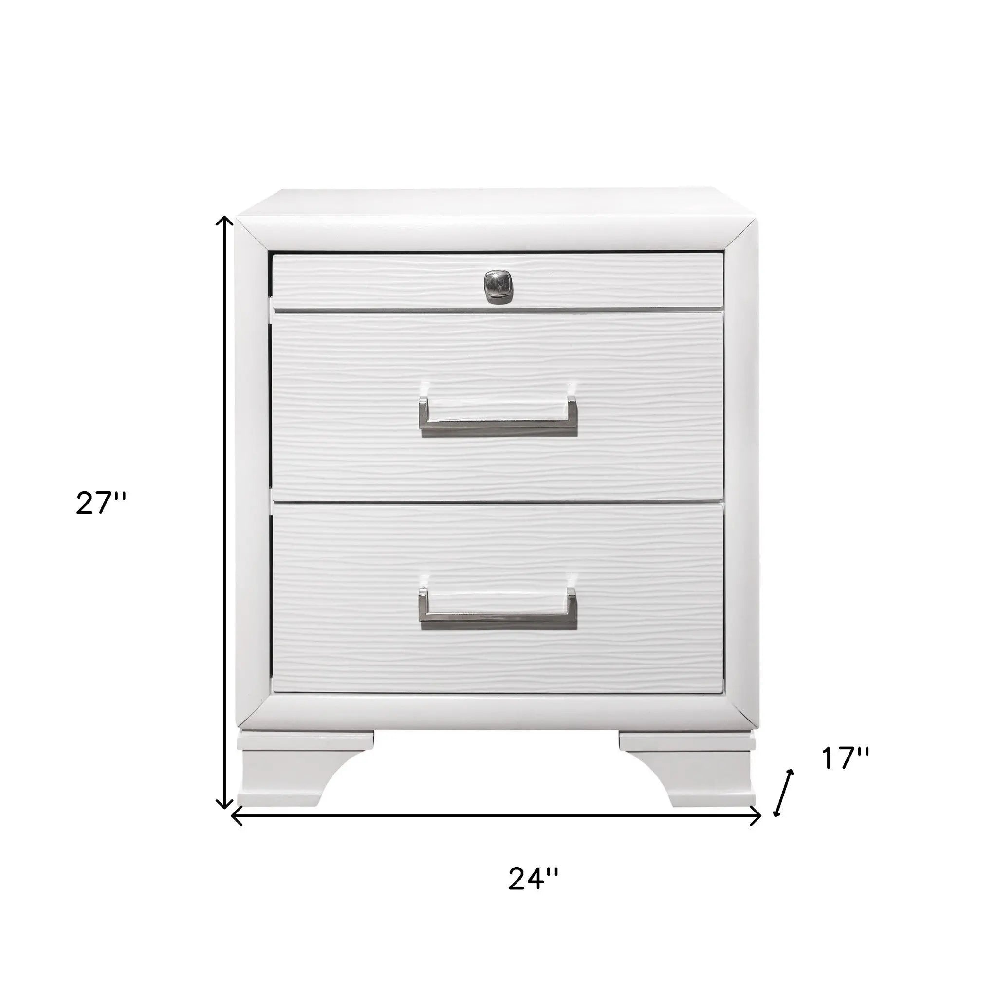 27" White Wood Two Drawer Nightstand Homeroots Bed & Bath
