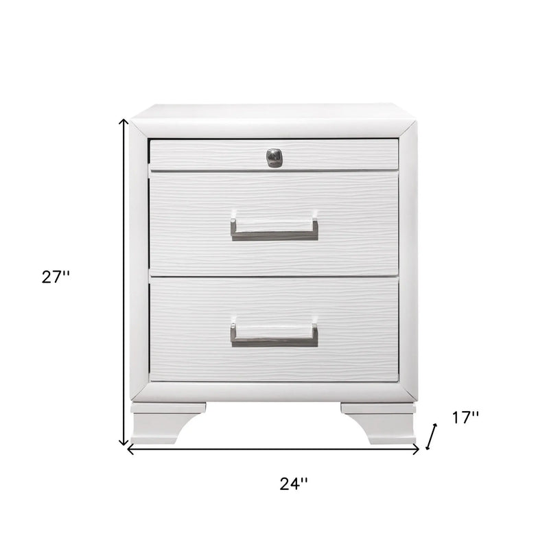 27" White Wood Two Drawer Nightstand Homeroots Bed & Bath