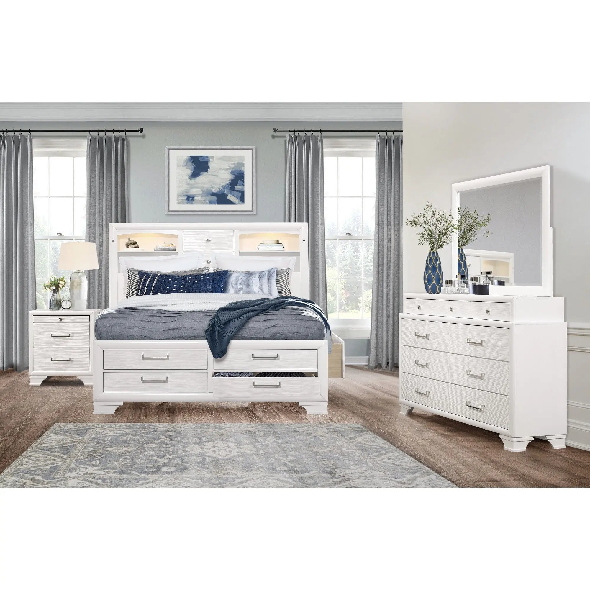 27" White Wood Two Drawer Nightstand Homeroots Bed & Bath