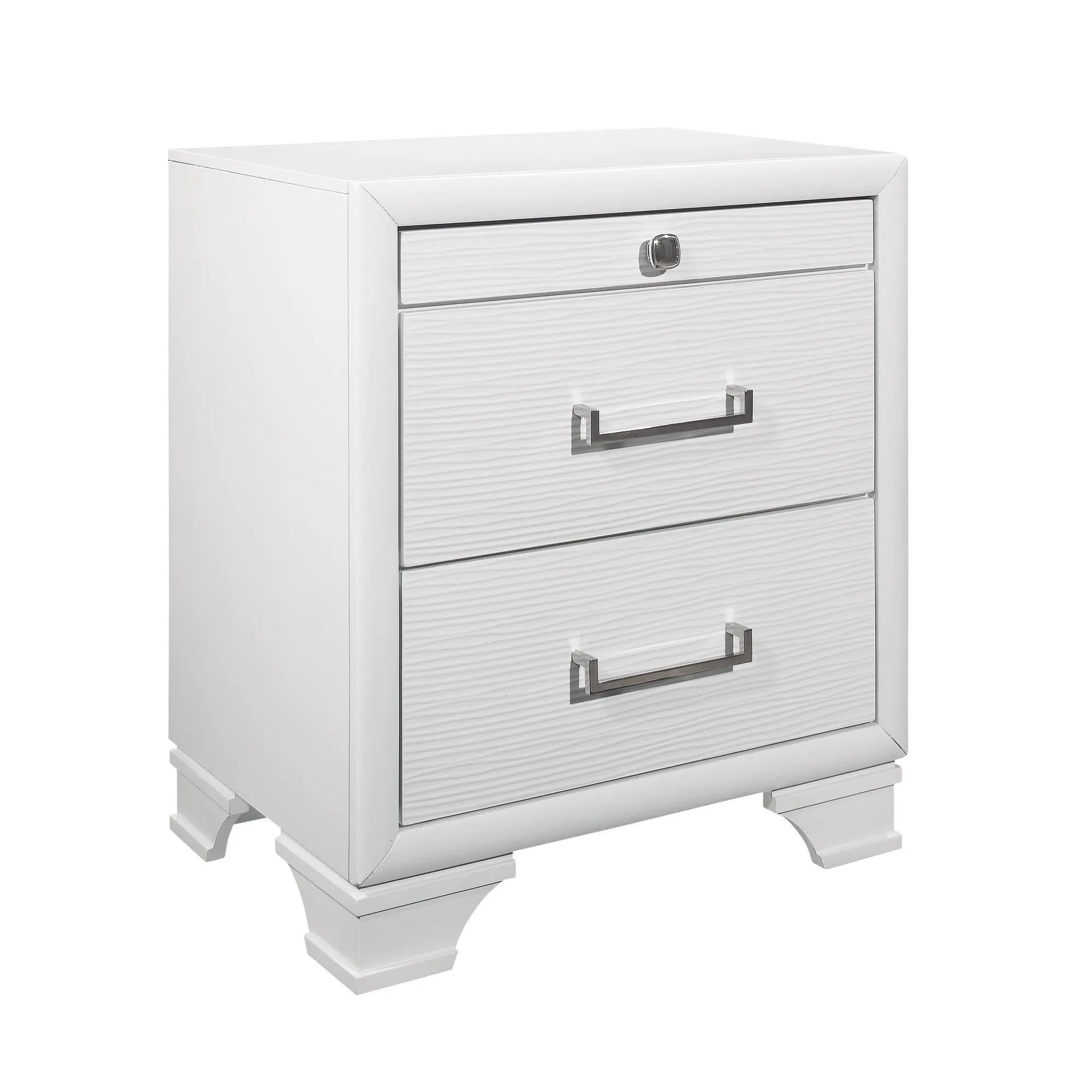 27" White Wood Two Drawer Nightstand Homeroots Bed & Bath